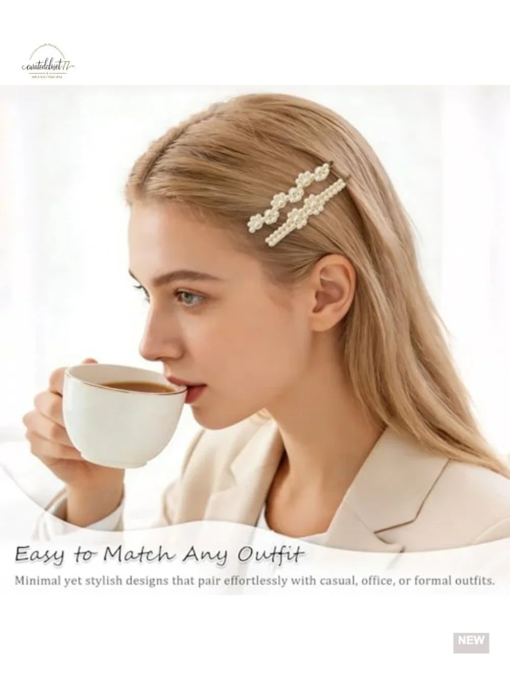 20pc Pearl Acrylic Resin Hair Clips Set Boho Barrettes Bobby Pins